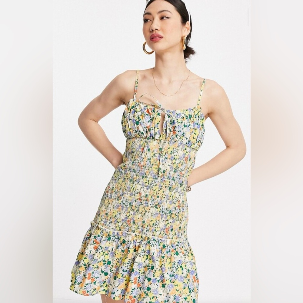 ASOS Design Sz 8 Floral Smocked Mini Sundress